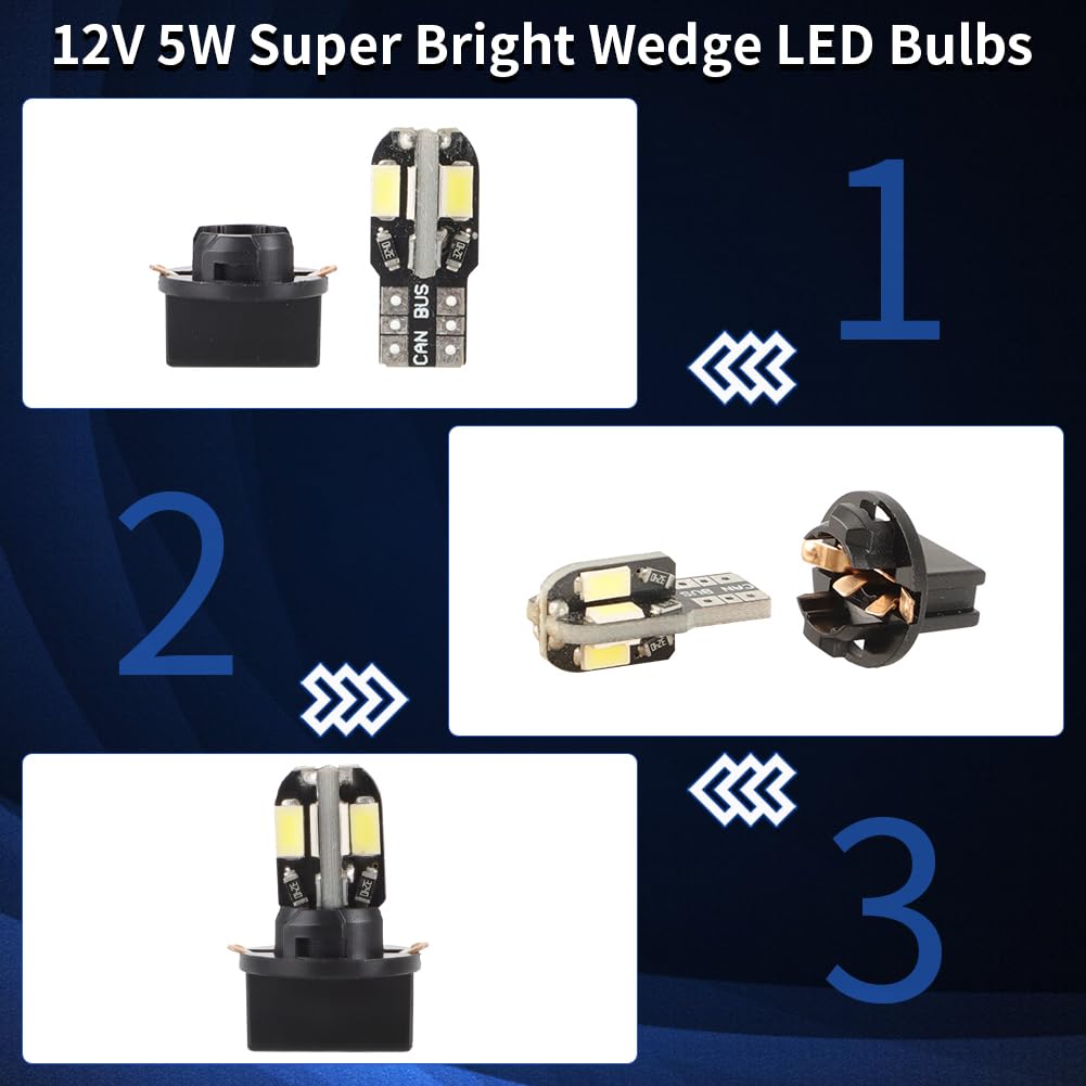 AUTOVIC 8 Pack 12V 5W LED Bulbs 74 Wedge Base - Upgrade Dash Digital Instrument Cluster Lights for Chevrolet Corvette 1984-1989 - Replace 7073 882 Halogen Bulbs - Perfect for Night Driving & Dashboard Illumination