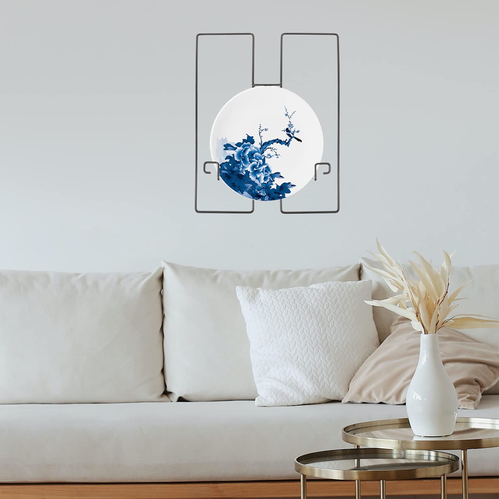 Cabilock Adjustable Vertical Wall Mount Plate Display Rack - Iron Metal Easel Stand for Wall Hanging, Non-Slip Plate Holder for Kids & Adults - Perfect for Kitchen, Dining Room, Art Studio & Home Decor