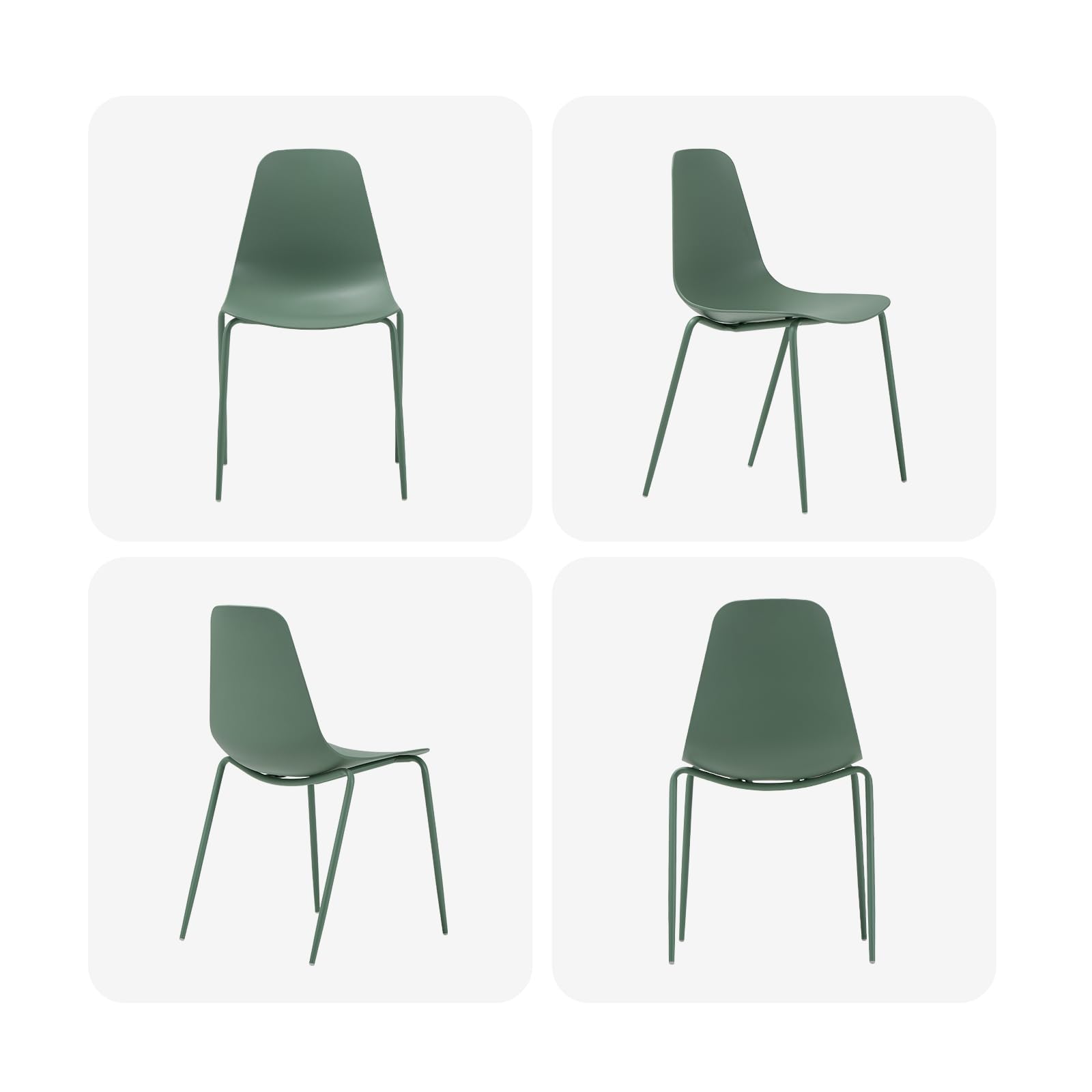 COLAMY Modern Dining Chairs Set of 4 - Stackable Plastic Kitchen Chairs with Sturdy Metal Legs for Indoor & Outdoor Use - Perfect for Dining Room, Bistro, Cafe, Patio & Restaurant Seating