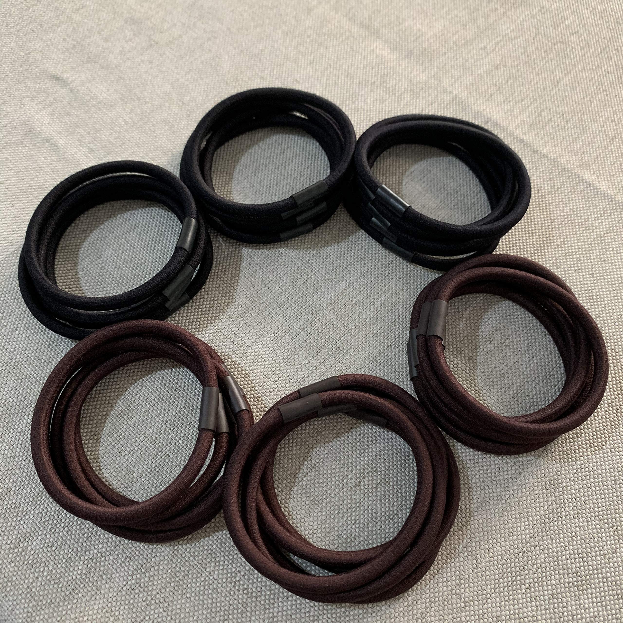30 Pack Stretchy Hair Ties for Women & Girls - Soft Elastic Ponytail Holders for Thick Hair - Black & Brown Hair Rubber Bands (Perfect for Workouts, Yoga, School & Daily Styling)