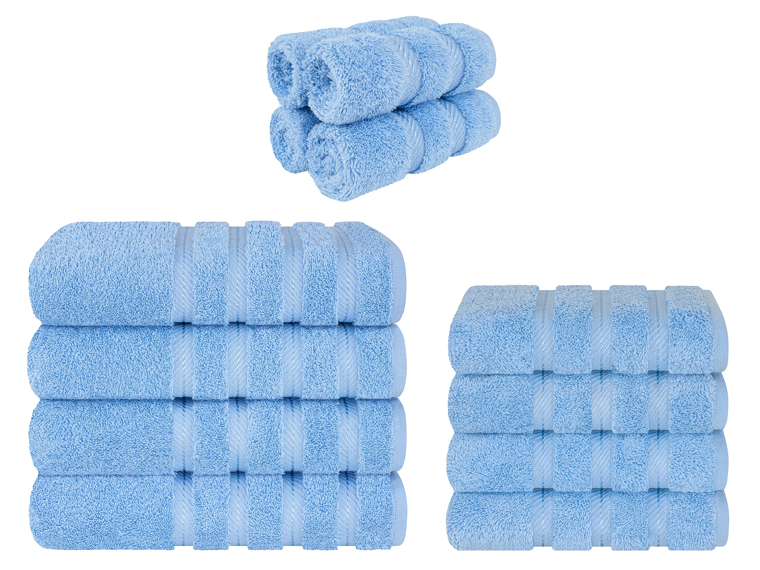 Premium 4-Piece Bath Towel Set, 4-Piece Hand Towel & 4-Piece Washcloth Bundle - Ultra Soft Linen for Spa, Bathroom & Luxury Home Use