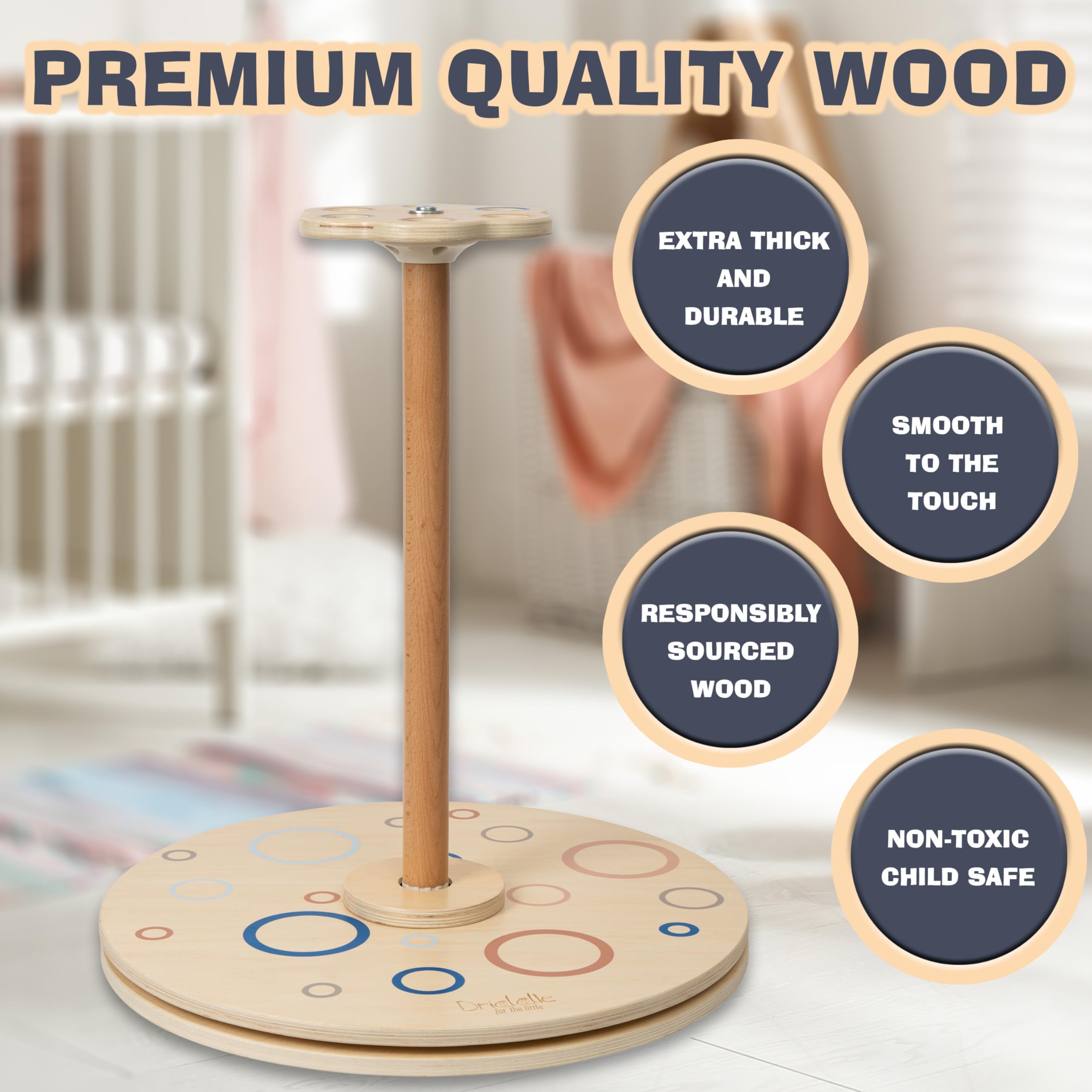 360° Spinning Wooden Balance Board for Toddlers Age 2-5 Years - Indoor/Outdoor Active Play Toy for Boys & Girls - Perfect Birthday Gift for 18 Months+ Kids - Great for Developing Motor Skills & Balance (Patent Pending)