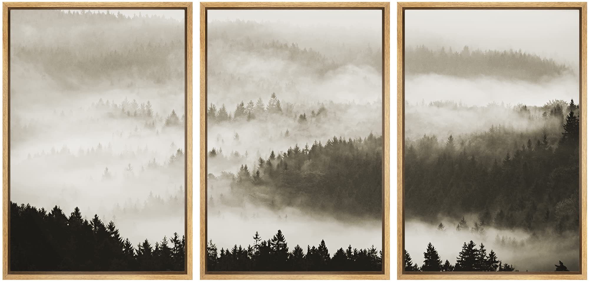 Framed Canvas Wall Art - Woodland Nursery Decor Set with Aerial Forest Landscape, Rustic Mountain Nature Print for Living Room, Bedroom, Office - 16x24 Inch Modern Home Decor | Perfect for Nursery, Farmhouse & Boho Interior Design