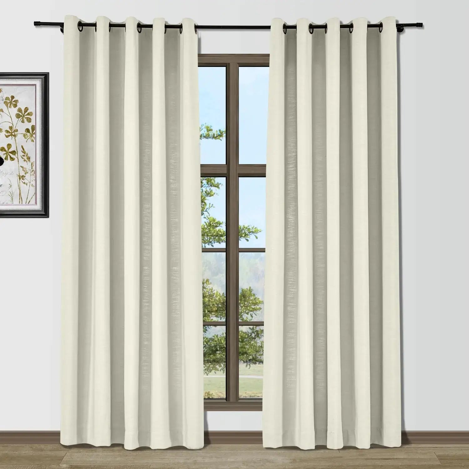 Isabella Heavyweight Cotton Grommet Curtains - Blackout Drapes for Living Room & Bedroom - Noise Reducing Thermal Insulated Window Panels (Set of 2)