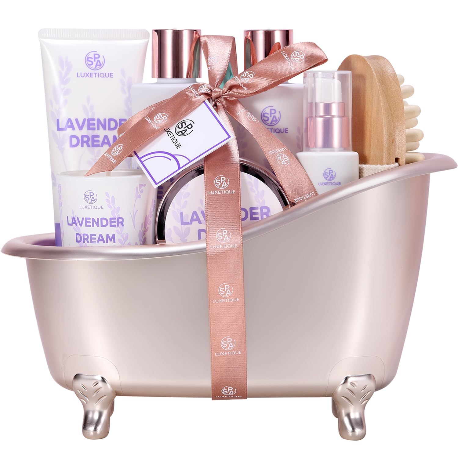 Luxury 8-Piece Lavender Spa Gift Set for Women - Relaxing Self Care Kit with Bath Salts, Candles & More - Perfect for Birthday, Anniversary & Mother's Day Gifts