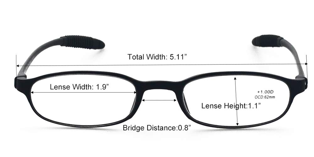 Lightweight Reading Glasses for Men & Women - Flexible Memory Plastic Frame Readers - Perfect for Reading, Computer Work & Daily Use