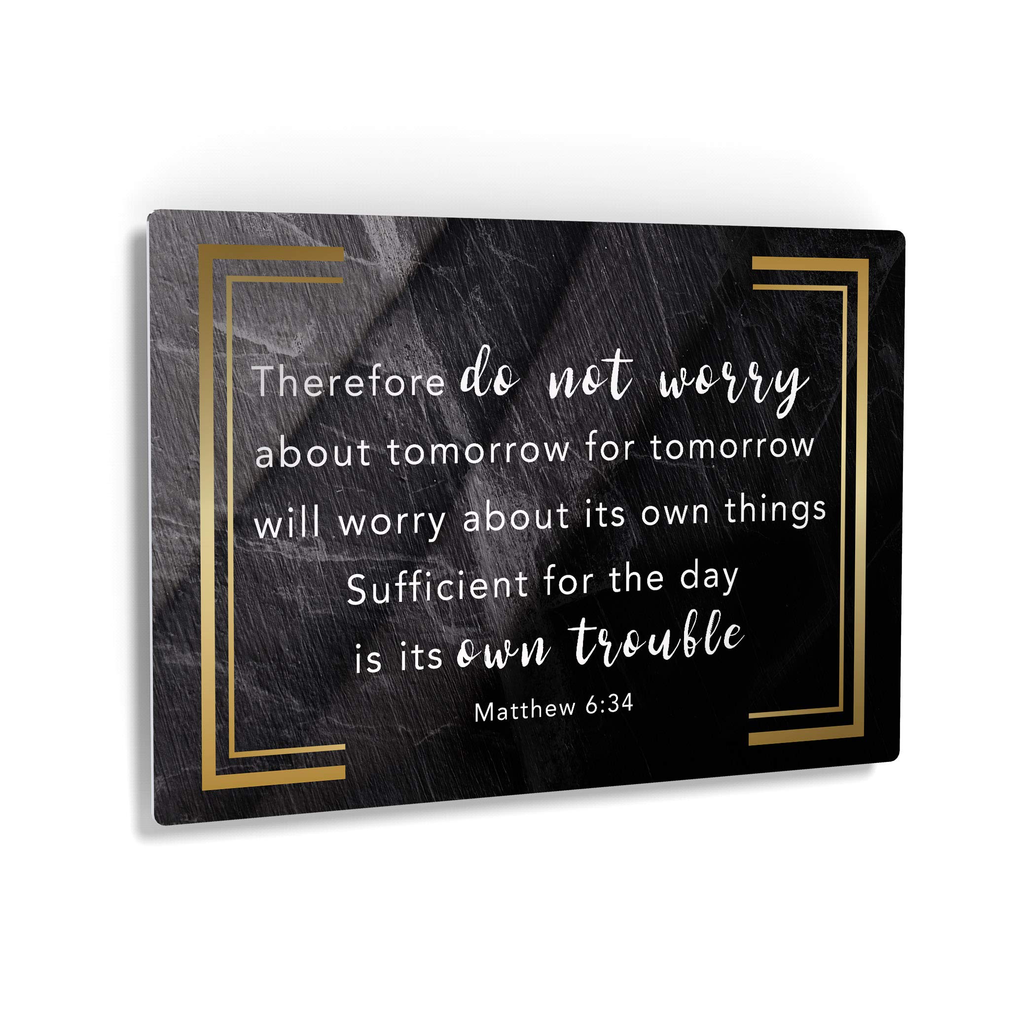 Matthew 6:34 Bible Verse Wall Art - Christian Religious Inspirational Metal Print - Ready to Hang 30x40 - Perfect for Home, Church & Office Decor