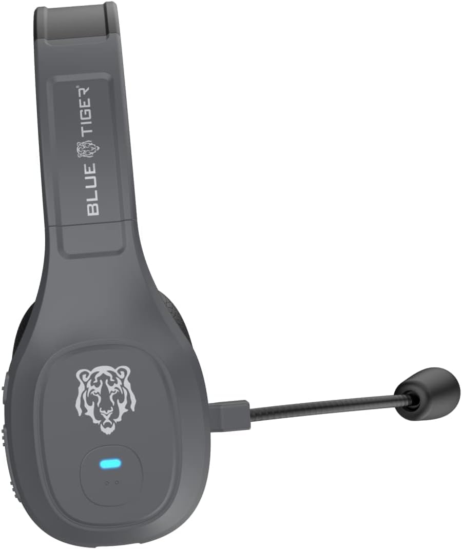 Blue Tiger Storm Gaming Headset with Noise Cancelling Mic & Travel Bag - Wireless Over-Ear Headphones for PC, PS5, Xbox - Perfect for Gaming, Travel & Online Meetings