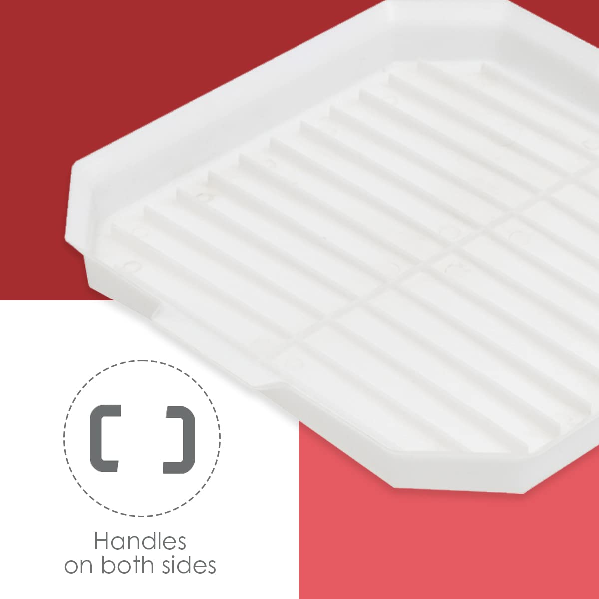Home Basics White Plastic Microwave Cooking Tray with Ridged Grease Grooves - Perfect for Bacon, Sausage & Reheating Food | Durable Lightweight Design with Raised Lip to Prevent Spills | Ideal for Microwave Cooking, Meal Prep & Quick Cleanup