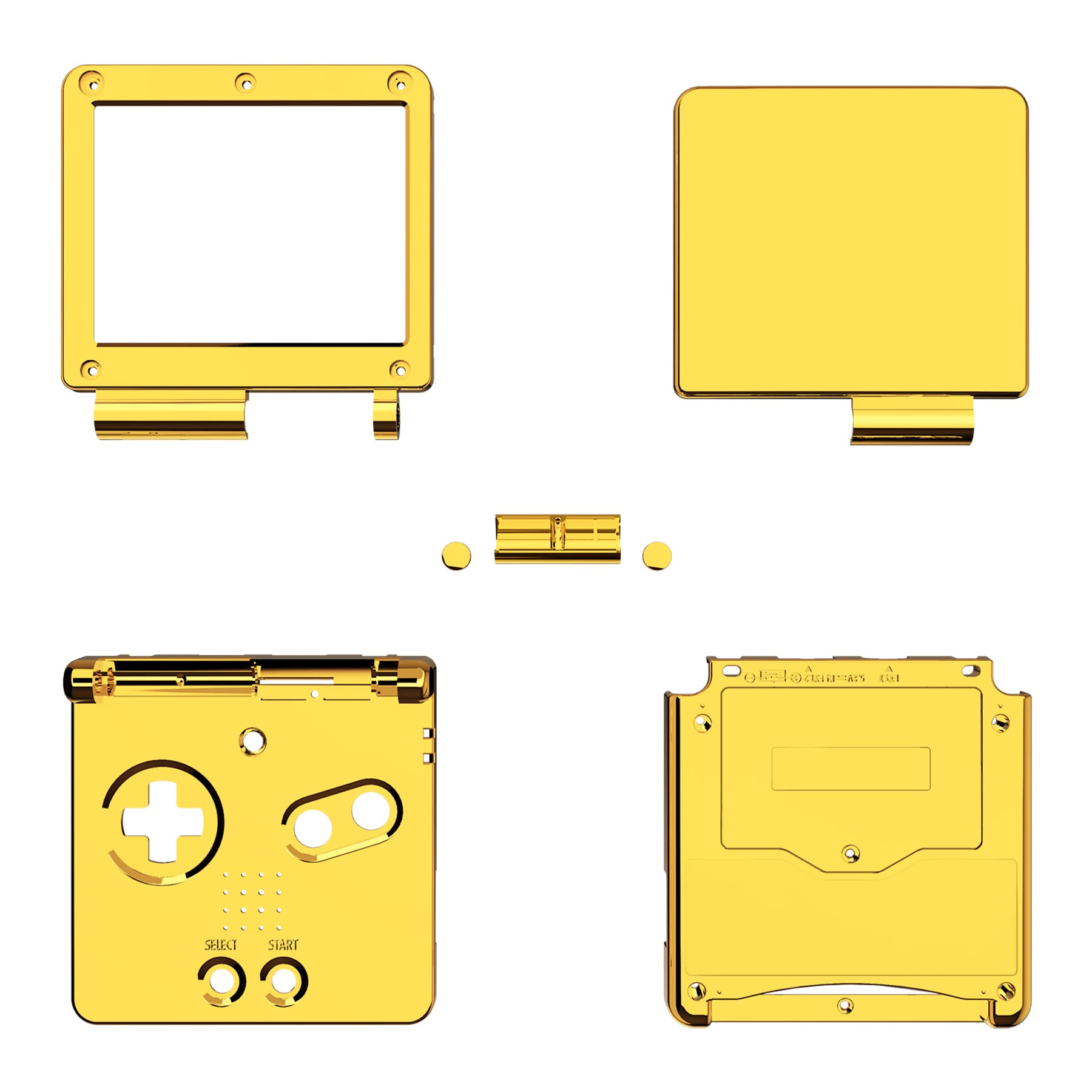 Premium eXtremeRate Chrome Gold Glossy Replacement Shell for Gameboy Advance SP GBA SP - Compatible with IPS & Standard LCD Screens (Console Not Included) - Perfect for Custom Gaming Builds & Console Modding