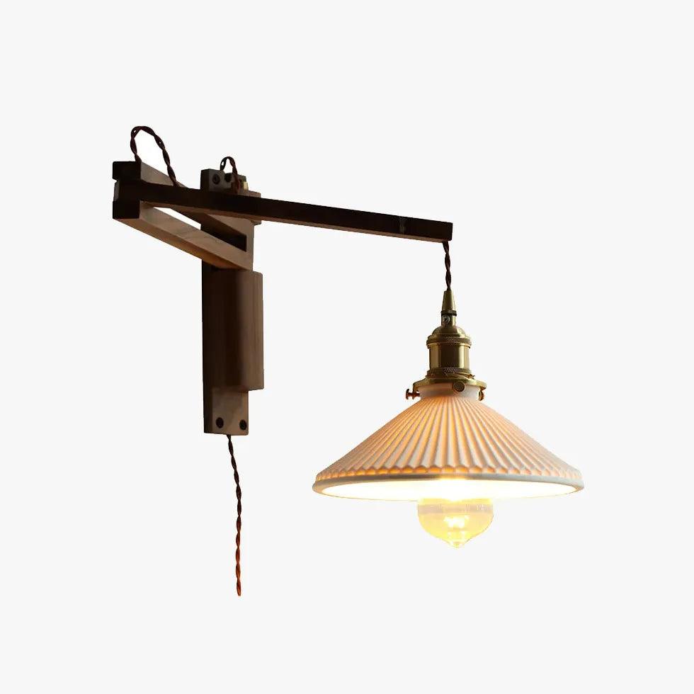 Vintage Walnut Glass Plug-in Wall Sconce Lights - Classic Home Decor for Bedroom, Living Room & Hallway Lighting