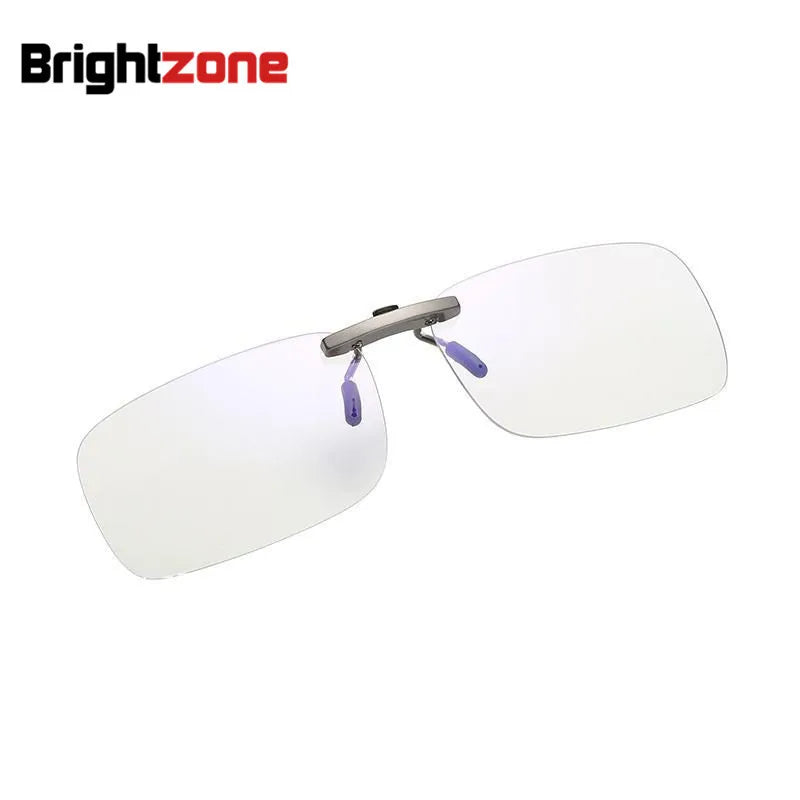 Brightzone Unisex Rimless Square Yellow Anti-Blue Light Clip-On Sunglasses 8007 - Perfect for Computer Use, Driving & Outdoor Activities