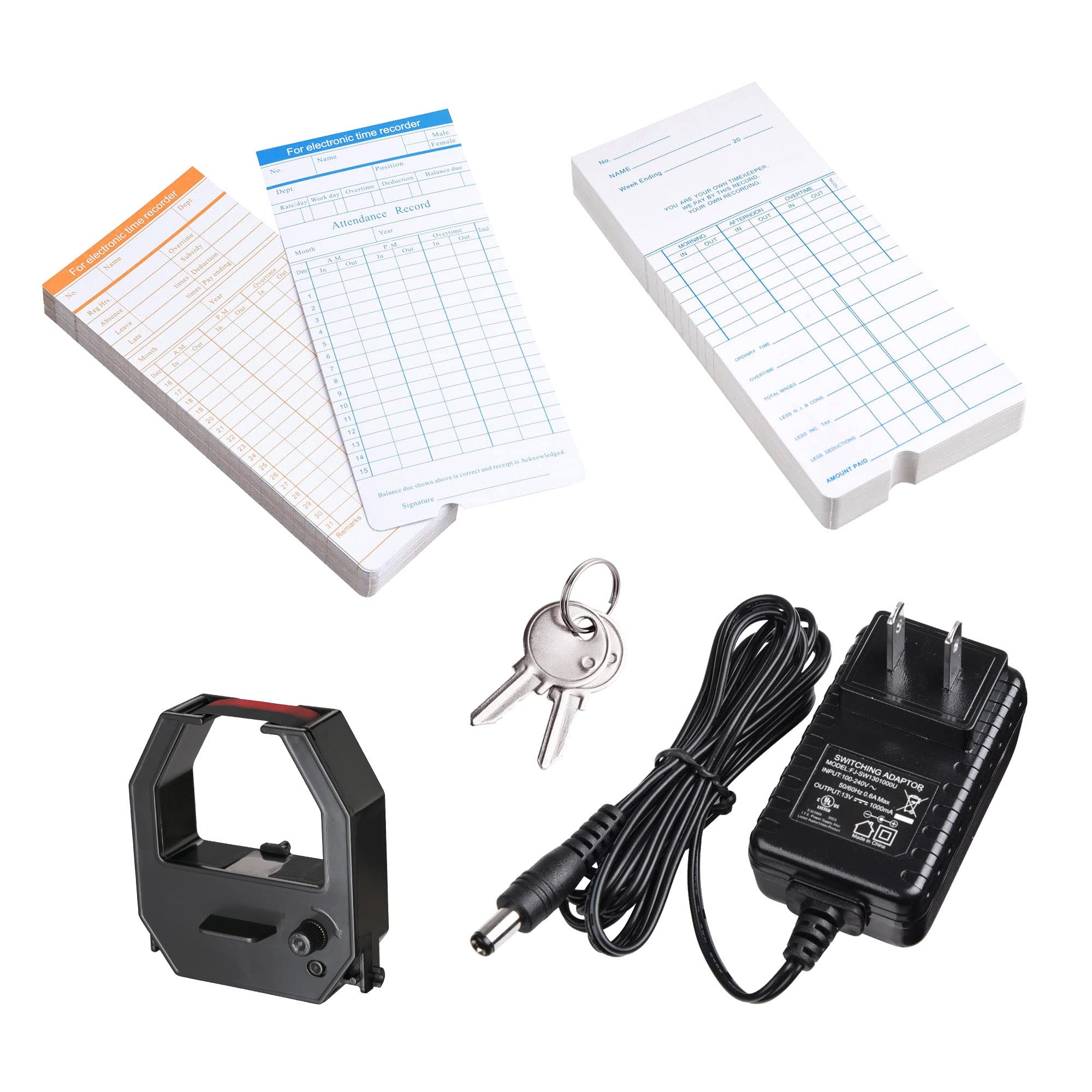 Yescom Employee Attendance Punch Time Clock with LCD Display & 100 Cards - Biometric Payroll Recorder for Small Business Time Tracking - Perfect for Offices, Retail Stores, and Warehouse Staff Management
