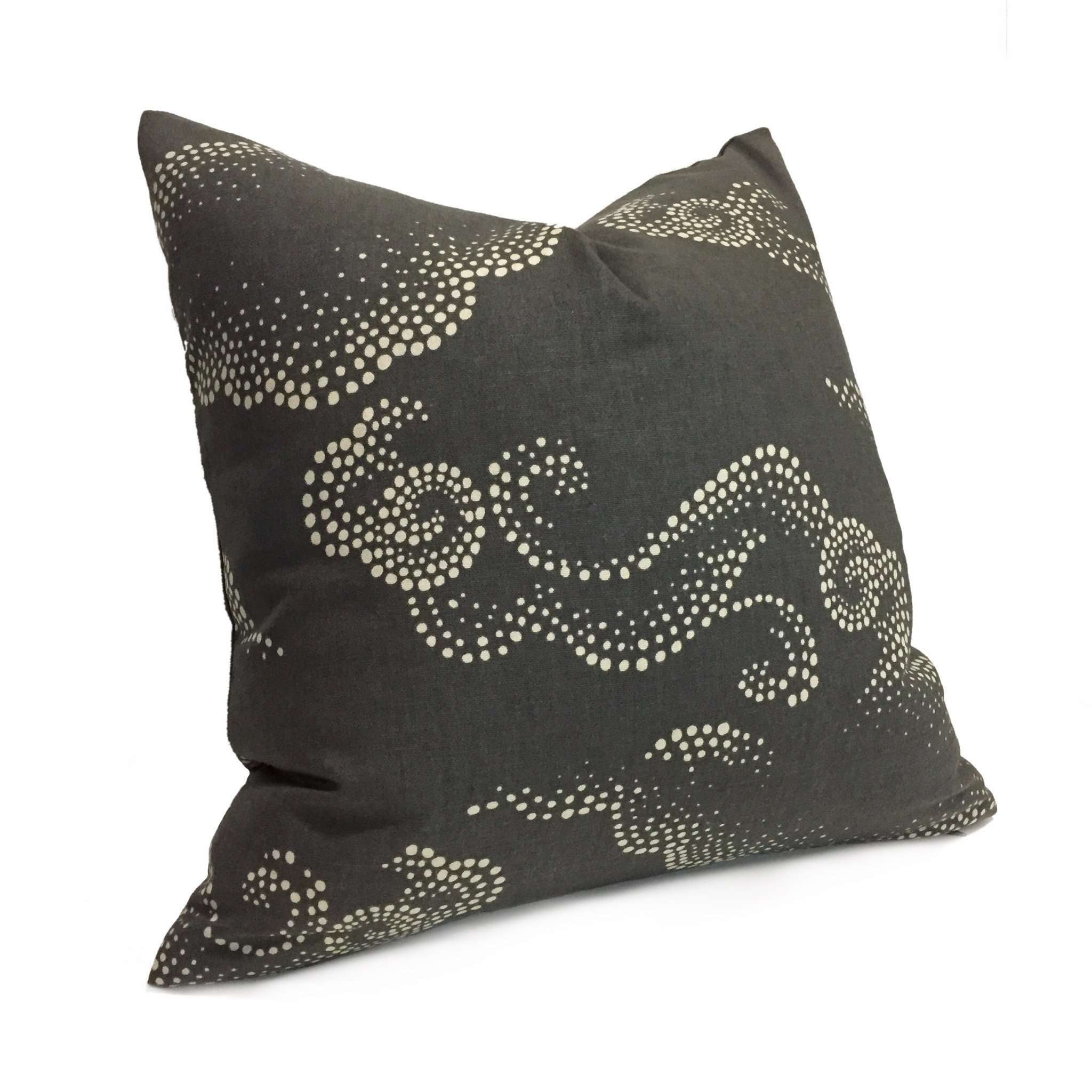 Robert Allen Dwell Studio Cloudburst Graphite Dark Gray Asian Cloud Motif Pillow Cover - Decorative Throw Pillow Case for Sofa, Bed, Living Room & Home Decor