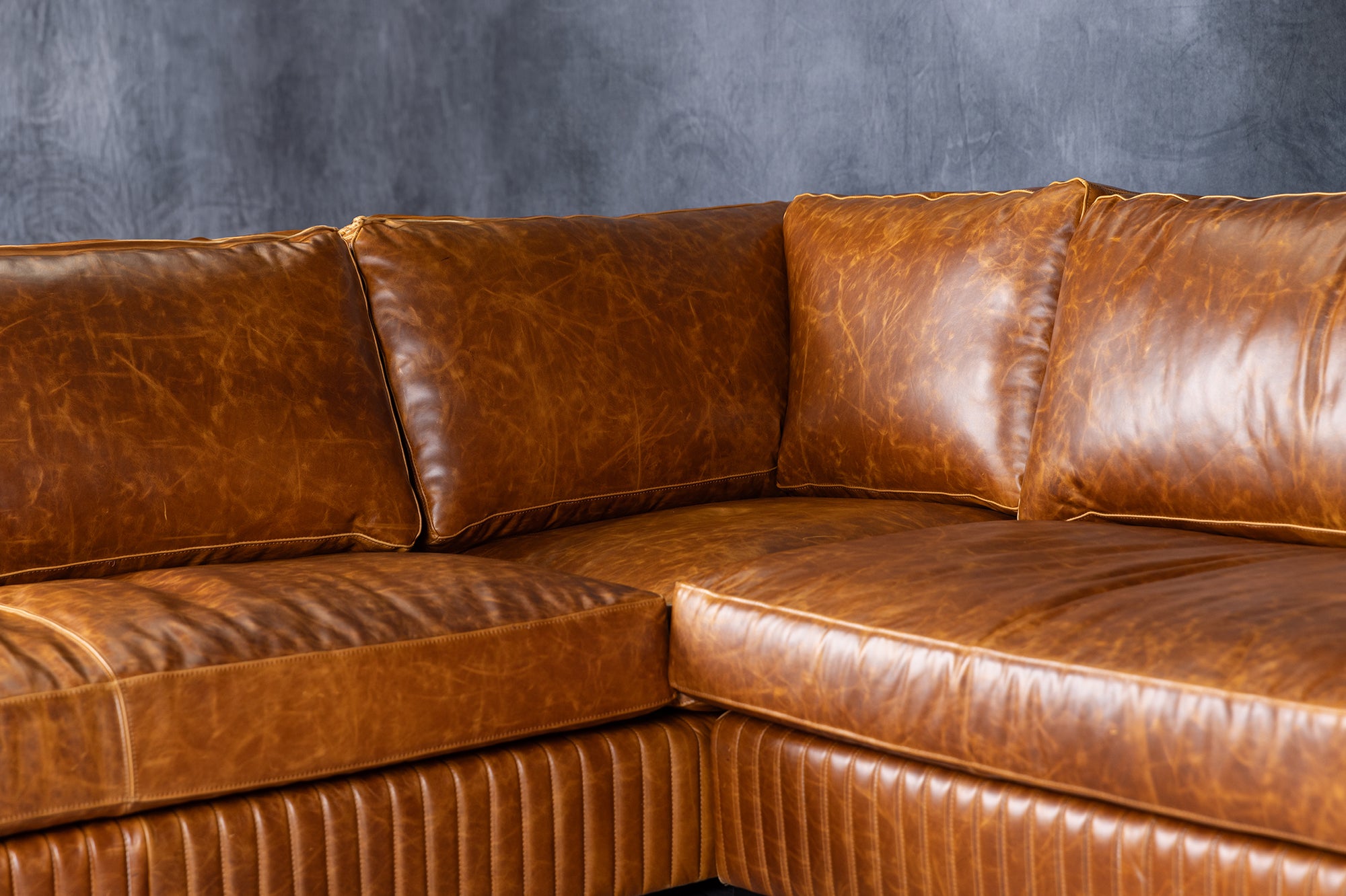 Royal Admiral Genuine Leather Sectional Sofa - Modern L-Shaped Couch for Living Room, Family Room & Home Theater Comfort
