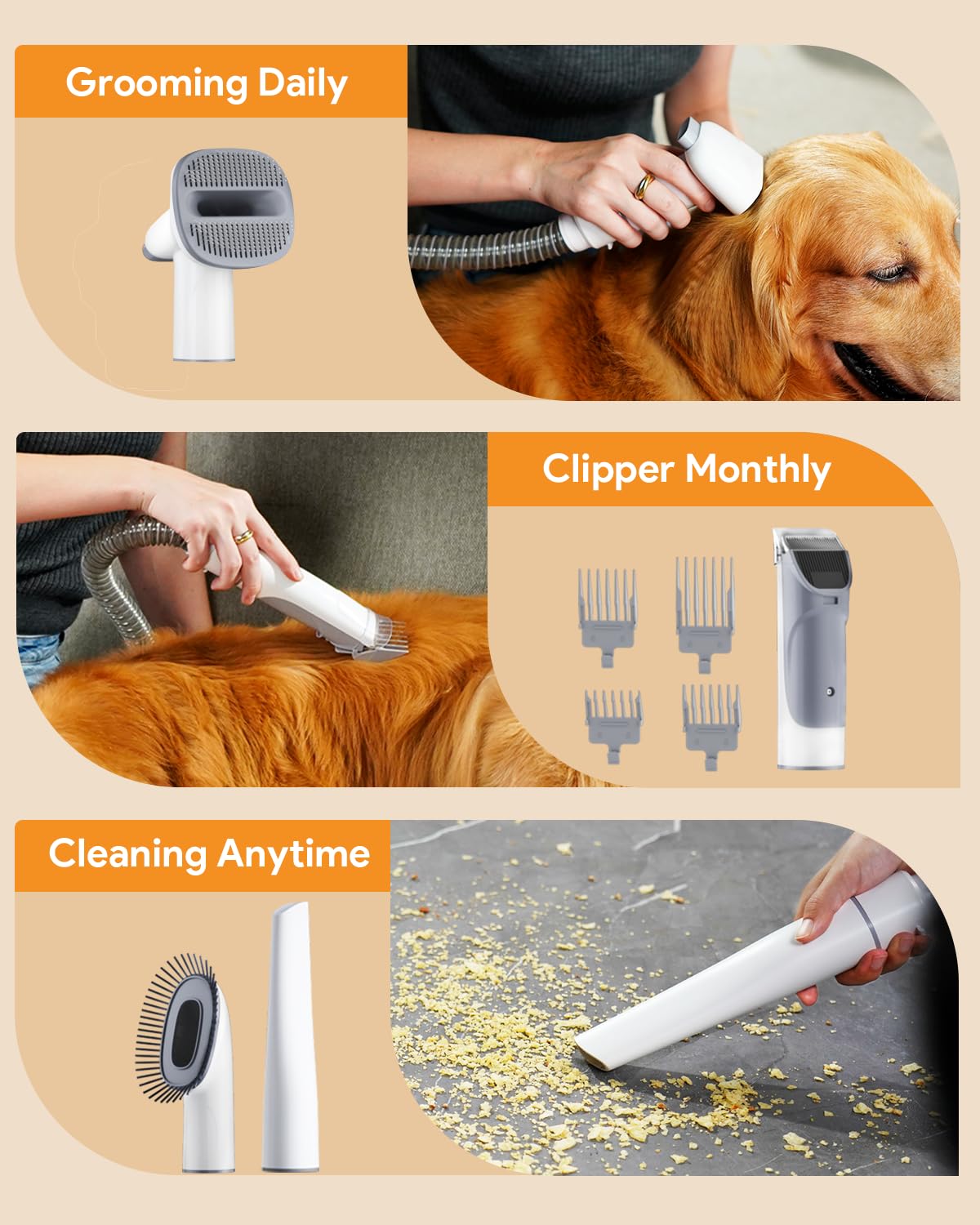**Professional Dog Grooming Vacuum - 2.5L Large Capacity, 10000PA Powerful Suction, 99% Pet Hair Removal, 4-in-1 Grooming Kit, Low Noise for Dogs & Cats - Perfect for Home Cleaning & Pet Grooming**