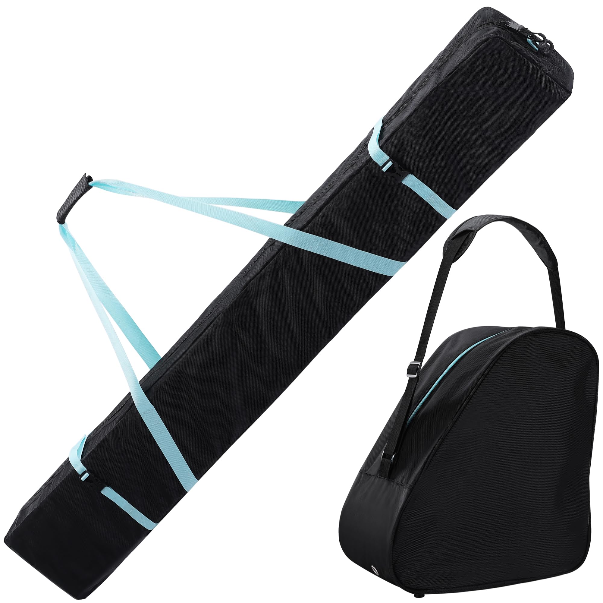 Navaris Waterproof Ski Bag and Boot Bag Set - Durable Travel Storage for Skis, Poles & Snowboard Boots - Perfect for Winter Sports, Ski Trips & Equipment Protection