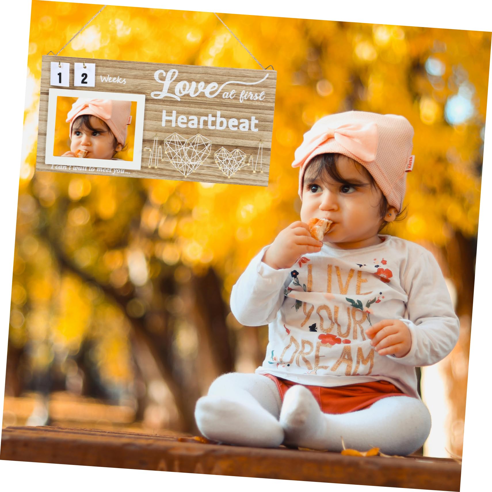 ORFOFE Wooden Baby Sonogram Photo Album & Picture Frame - Handcrafted Keepsake for Baby Showers, Newborn Announcements, and Family Memories