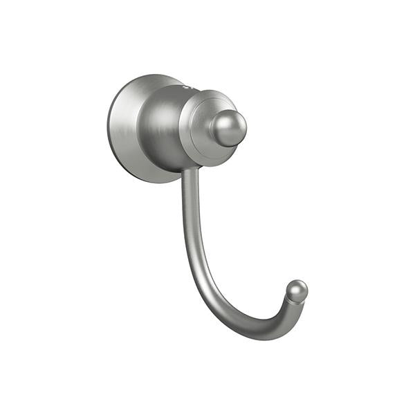 Fienza 81004BN Lillian Robe Hook, Brushed Nickel Finish - Modern Bathroom & Bedroom Wall Mounted Coat Hook for Towels, Robes & Clothes Organization