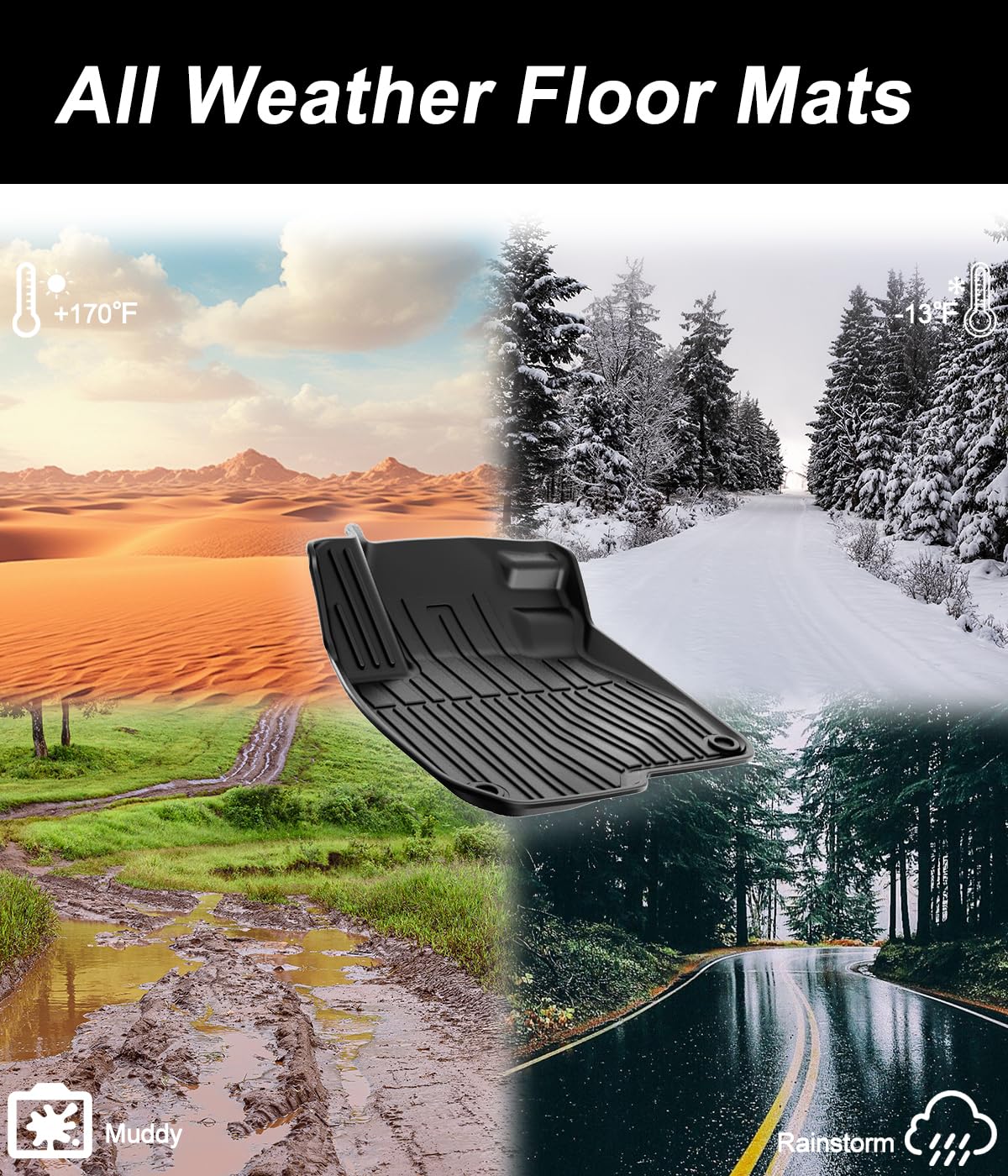 Custom Fit TPE All-Weather Floor Mats for 2017-2022 Honda CR-V & CR-V Hybrid | Odorless Anti-Slip Car Mats | Perfect for Winter Snow, Mud, and Rain Protection | Durable Rubber Liners for Honda CRV Accessories