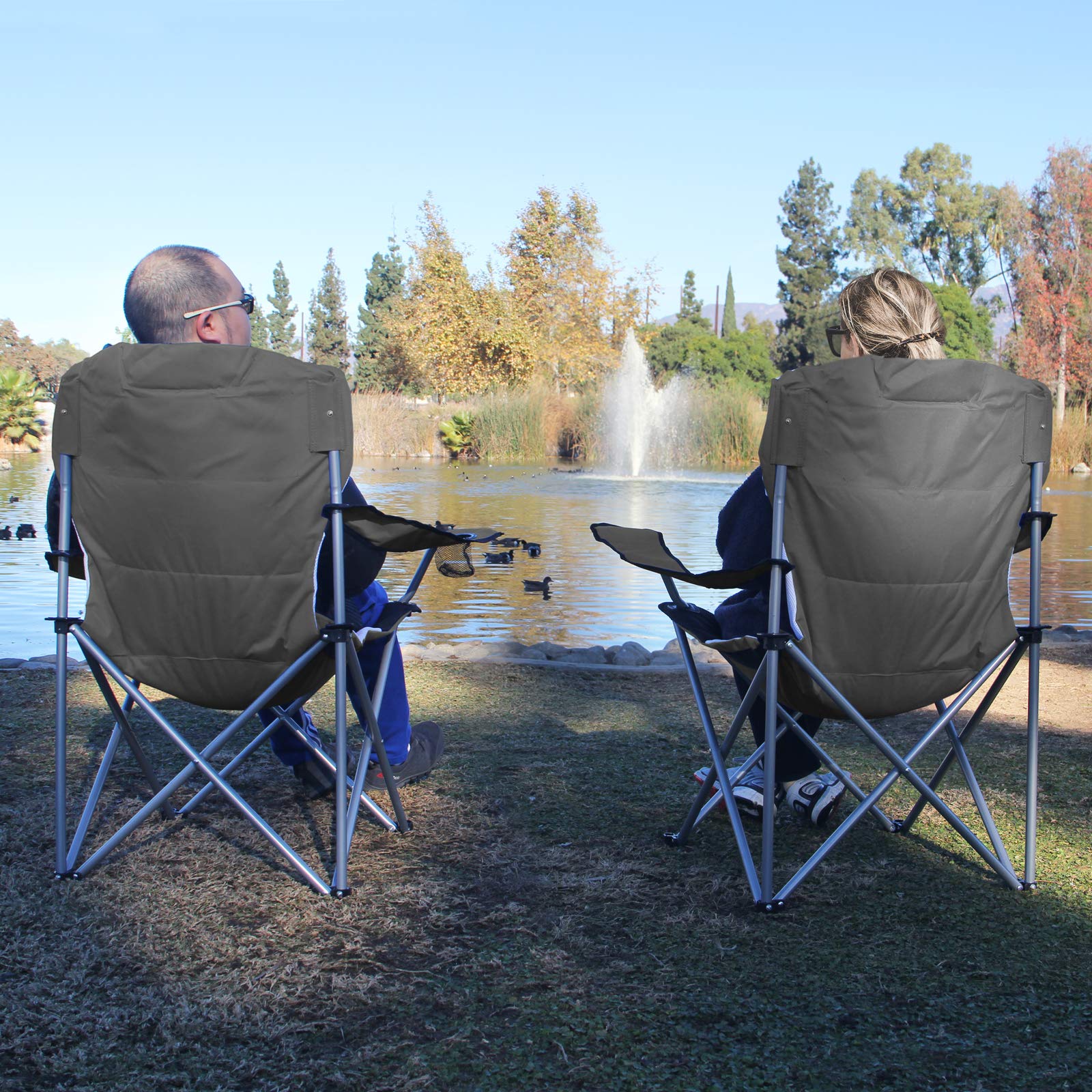 Camabel Heavy Duty Folding Camping Chair - 400 LB Capacity Oversized Padded Portable Beach Chair with Cup Holder & Carry Bag - Perfect for Outdoor Camping, Hiking, Picnics, Fishing, Backyard & Beach Relaxation