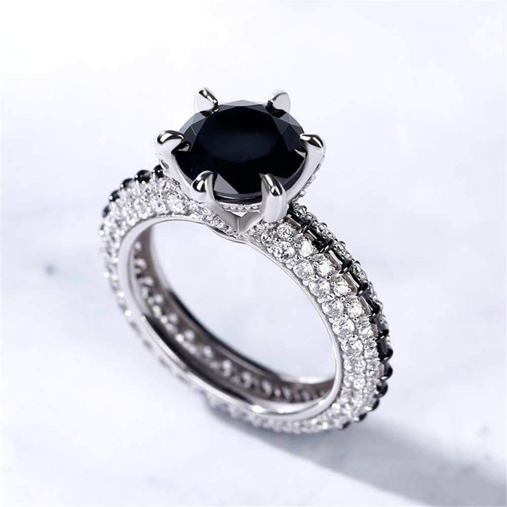 1.5 Carat Black Diamond Engagement Ring for Women - 925 Sterling Silver Round Cut Cubic Zirconia Eternity Band - Anniversary, Promise & Romantic Jewelry Gift (Perfect for Weddings, Proposals & Special Occasions)