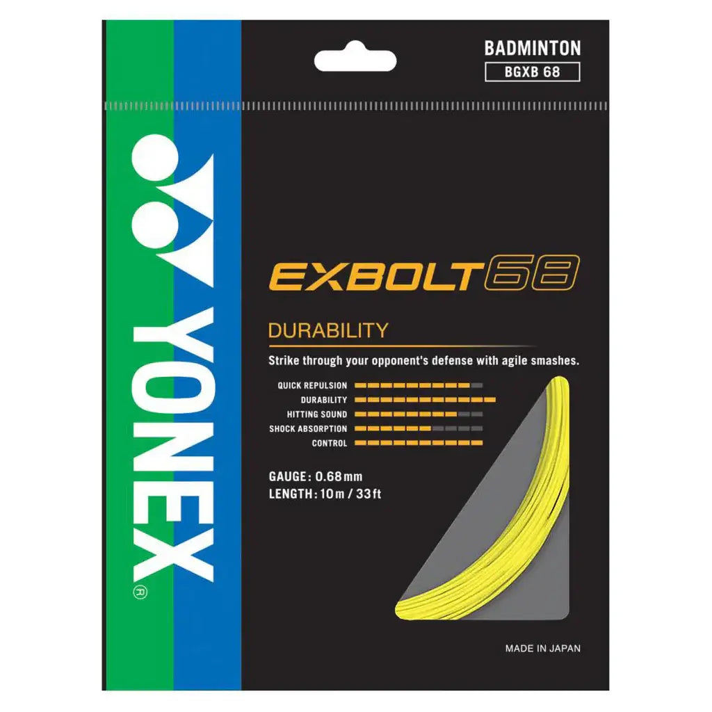 Yonex Exbolt 68 Badminton String - High Performance Badminton Racket String for Power & Control | Perfect for Tournament Play & Training Sessions