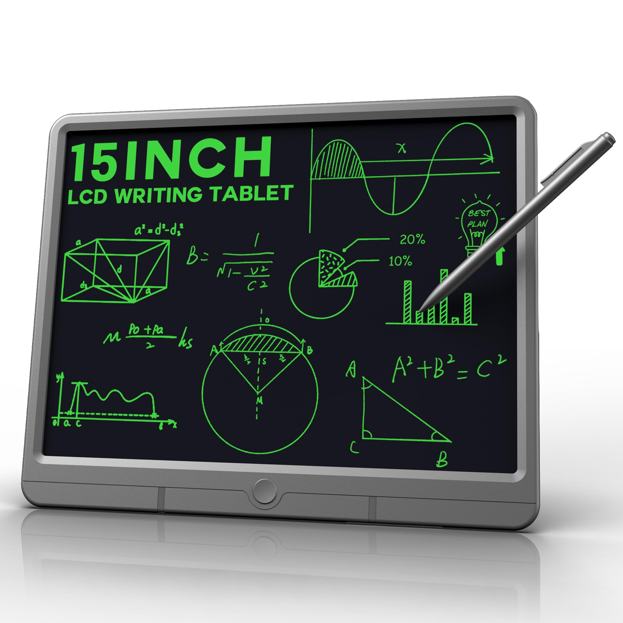 15 Inch LCD Writing Tablet - Reusable Digital Drawing Board for Kids & Adults, Perfect for Notes, Doodles & Learning (Gary) - Ideal for Home, Office & School Use
