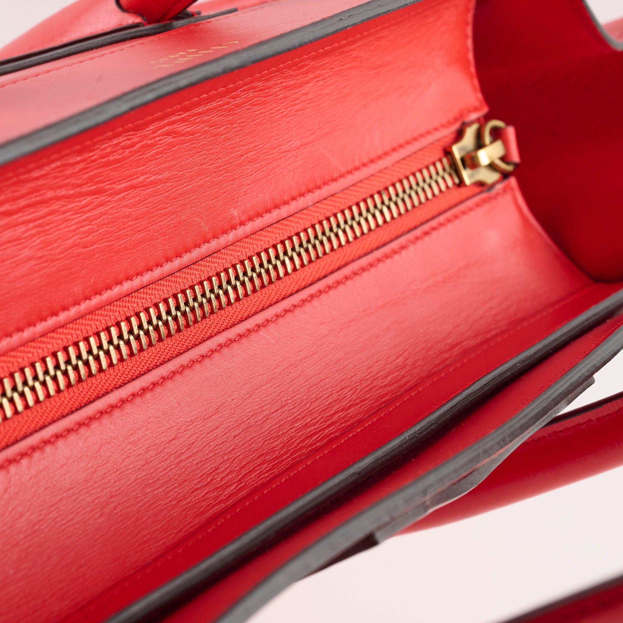 Celine Luggage Micro Handbag in Red | Genuine Leather Crossbody Bag for Women | Perfect for Work, Travel & Everyday Use