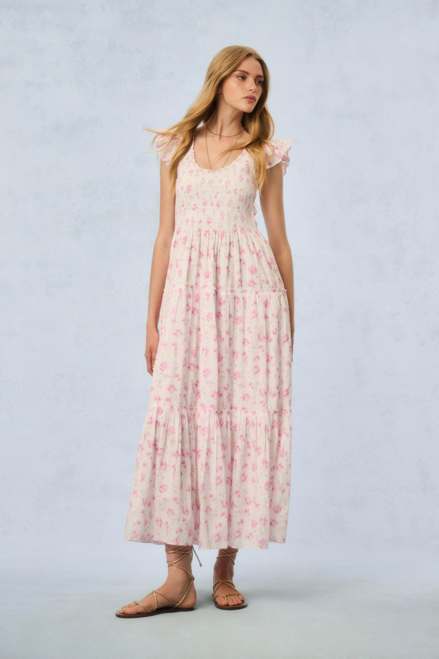 Chessie Floral Print Cotton Maxi Dress for Women - Summer Boho Beach Dress with Pockets, Perfect for Vacations, Weddings & Date Nights