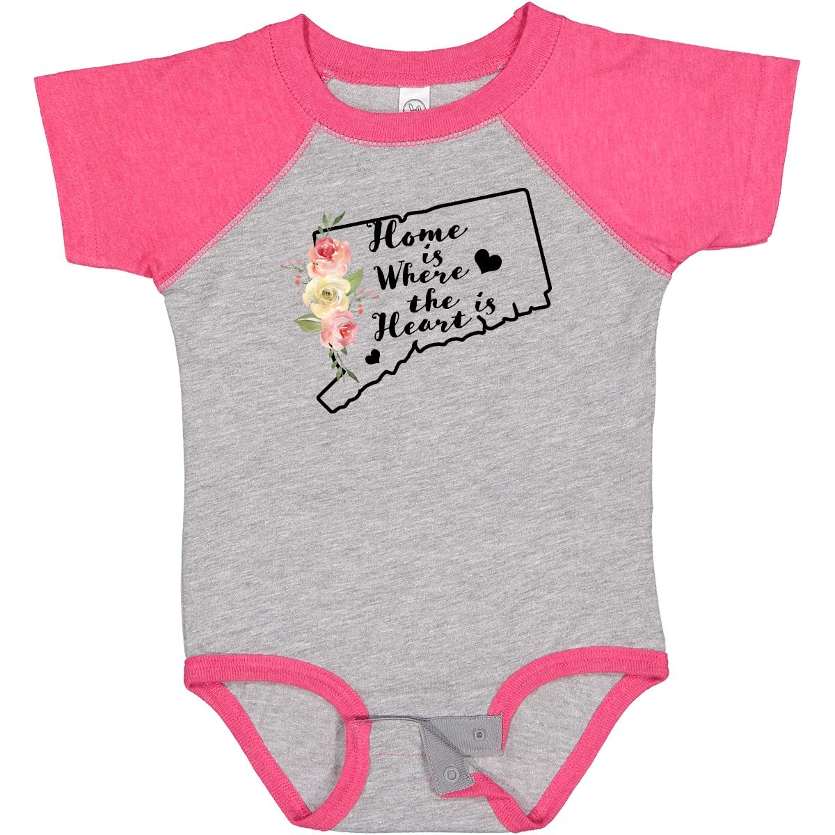 Inktastic Connecticut Home is Where The Heart is Watercolor Baby Bodysuit - Soft Cotton Onesie for Newborns, Infants & Toddlers - Perfect for Family Photos, Holidays & Everyday Wear