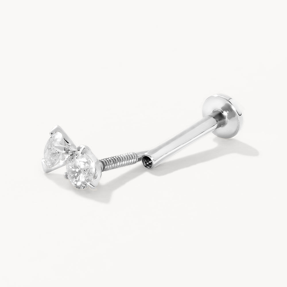 Diamond Drop Helix Single Stud Earring in Sterling Silver - Perfect for Everyday Wear & Special Occasions