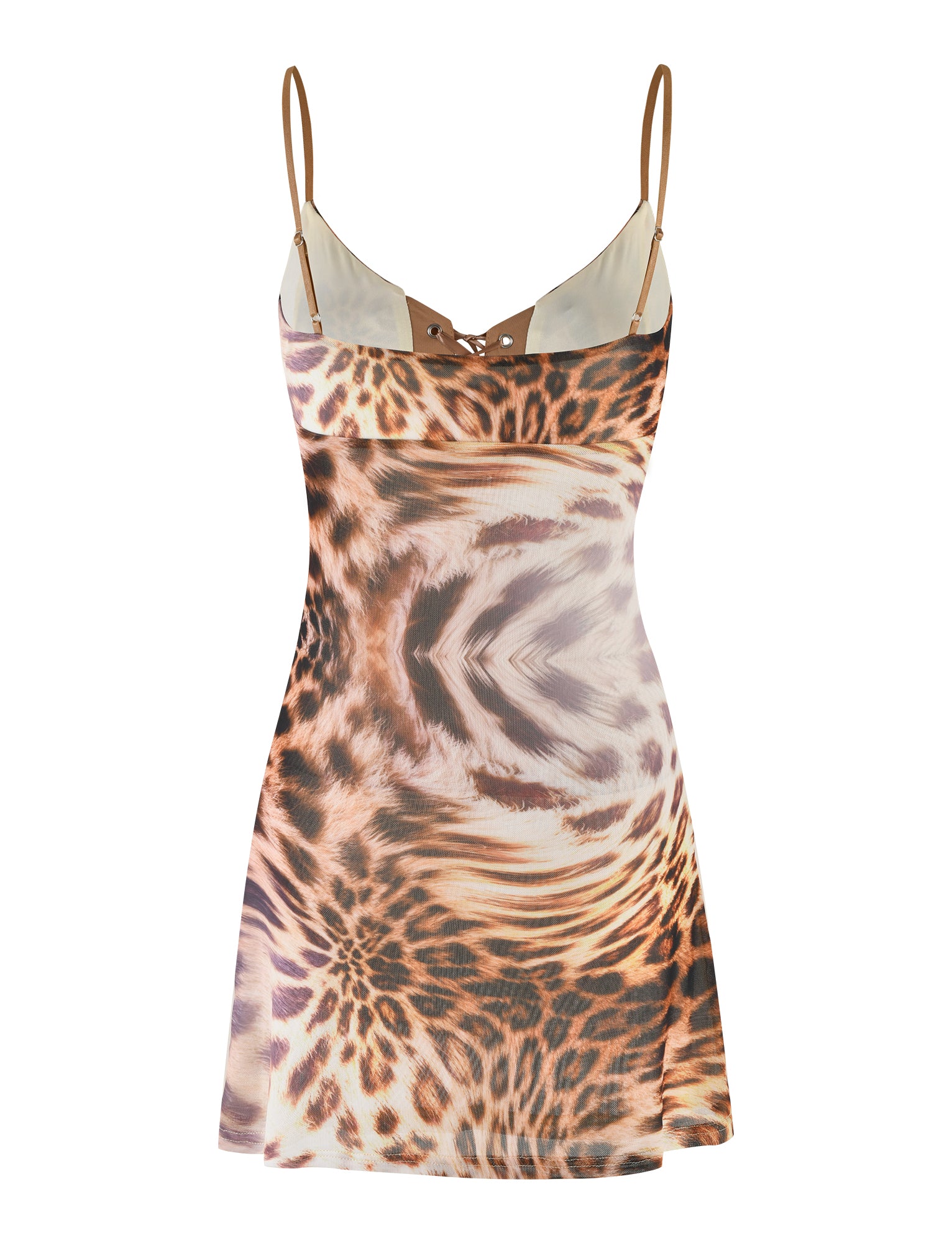 KALILAH Mini Dress in Neutral Leopard Haze Print - Women's Casual Summer Dress for Beach, Party & Vacation Wear