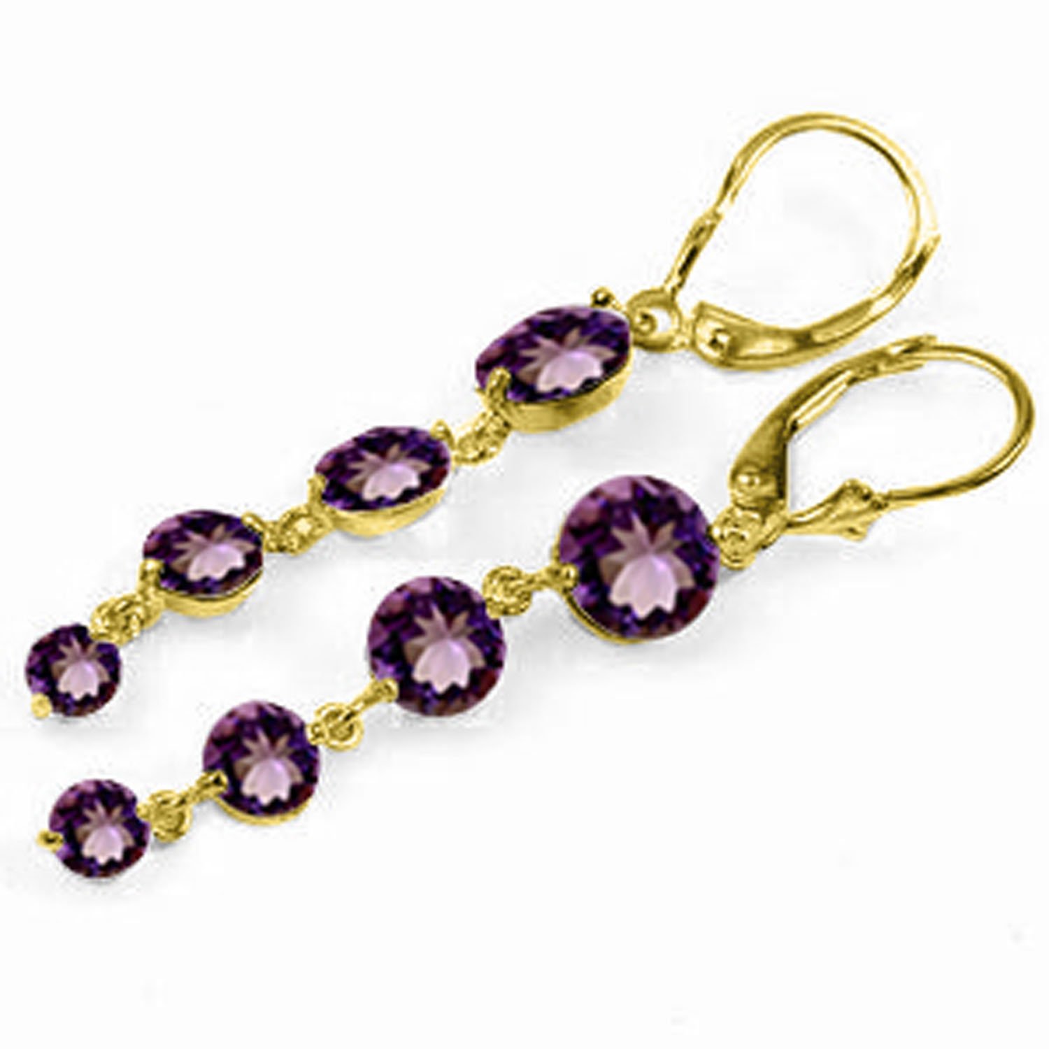 14K Yellow Gold Chandelier Earrings with Natural Amethyst Gemstones - Elegant Dangle Earrings for Women, Perfect for Weddings, Parties & Special Occasions