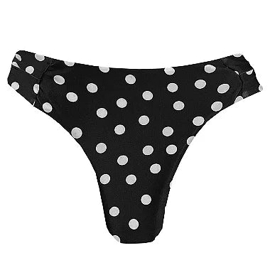 Black & White Polka Dot Brazilian Bikini Bottom - High Waisted Swimwear for Women, Summer Beach Vacation, Pool Party, and Tropical Getaways