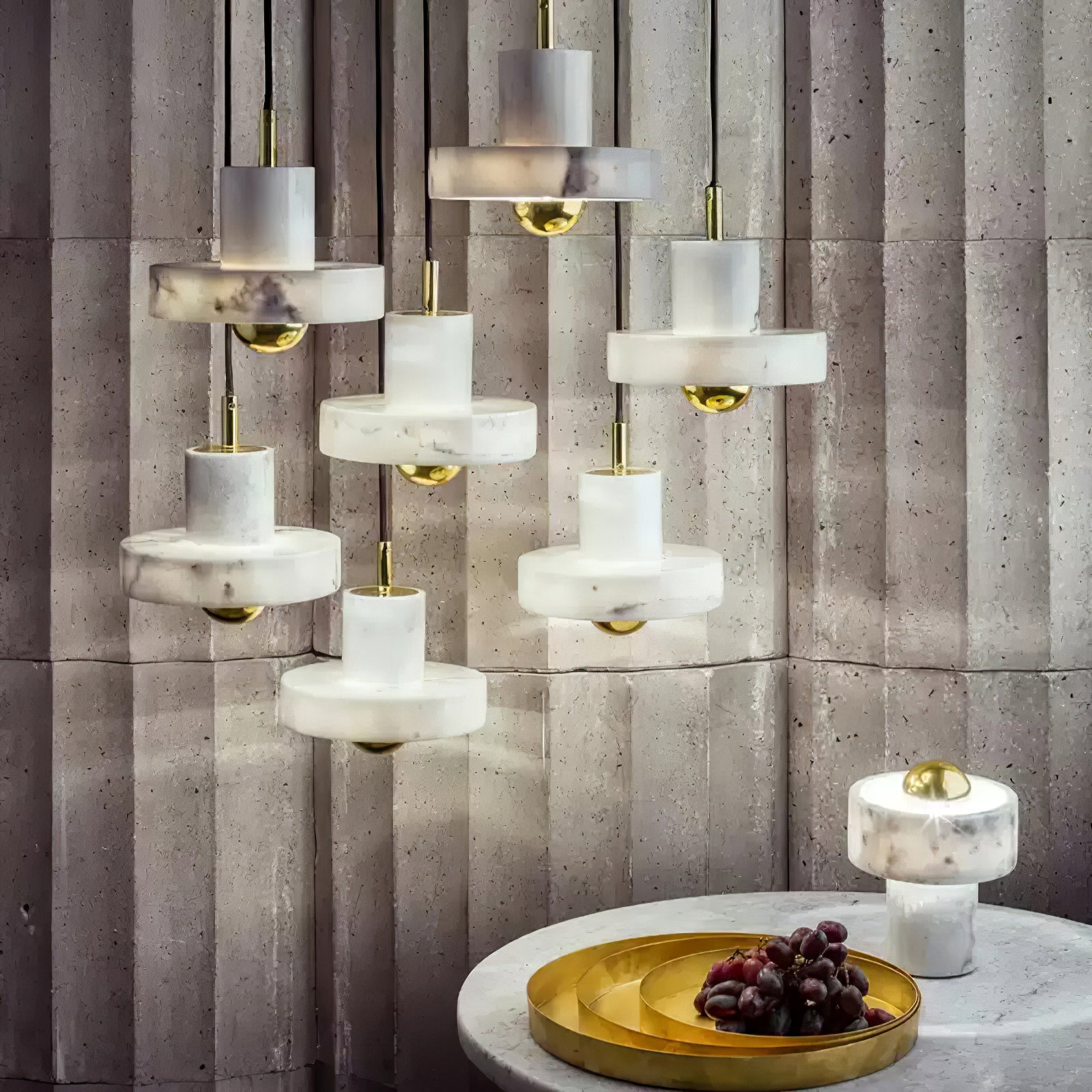 Elegant Marble Aura Pendant Lamp - Modern Crystal Glass Ceiling Light Fixture for Dining Room, Living Room & Bedroom Decor