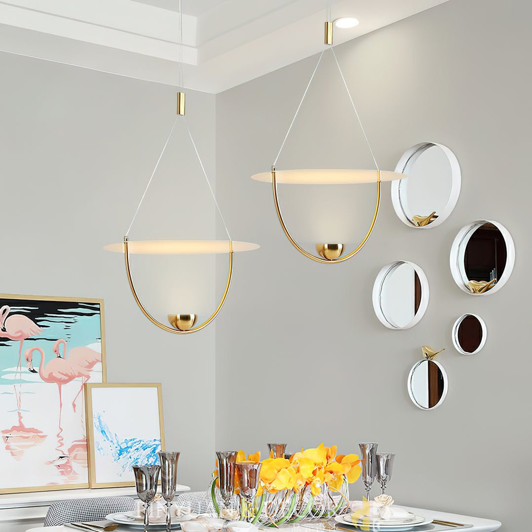 Aurelia Disc Pendant Lamp - Modern Scandinavian Hanging Light Fixture for Dining Room, Kitchen Island, and Living Room Decor