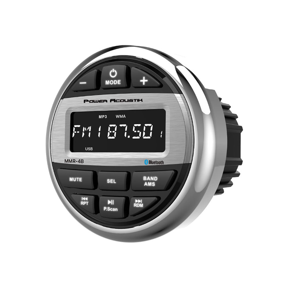 Power Acoustik MMR 4B Marine Grade AM/FM Stereo Head Unit with Bluetooth, USB & Waterproof Design - Perfect for Boats, Yachts and Outdoor Marine Audio Systems