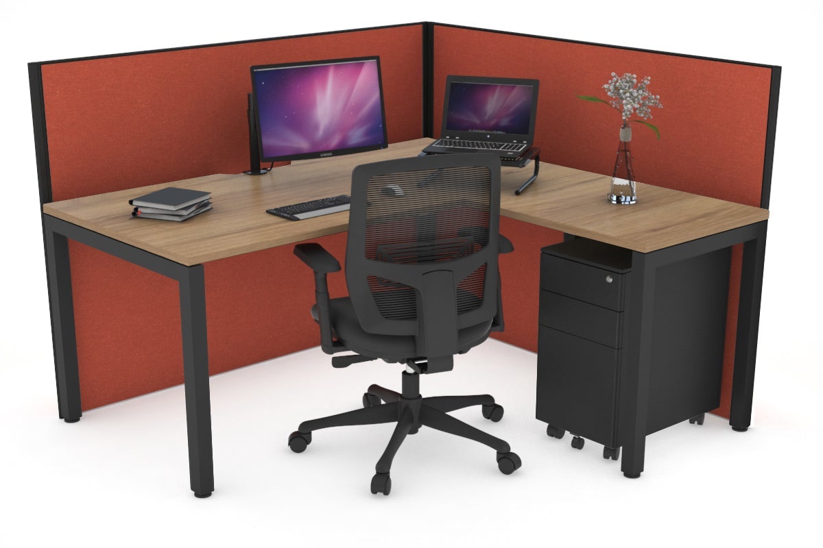 Horizon Quadro Square Legs L-Shaped Corner Office Desk - 1800L x 1800W with Cable Management | Modern Home & Office Workspace Solution for Professionals & Gamers