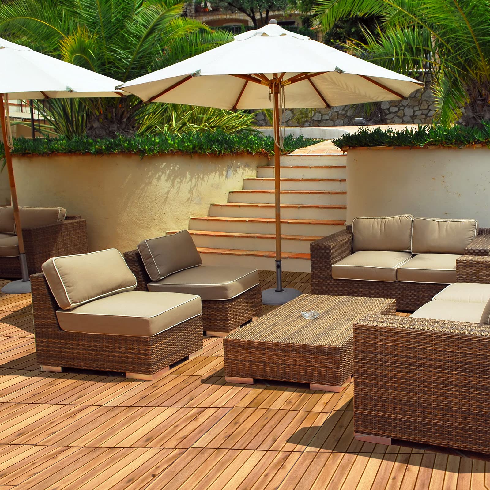 Giantex 27-Piece Interlocking Acacia Hardwood Deck Tiles, 12