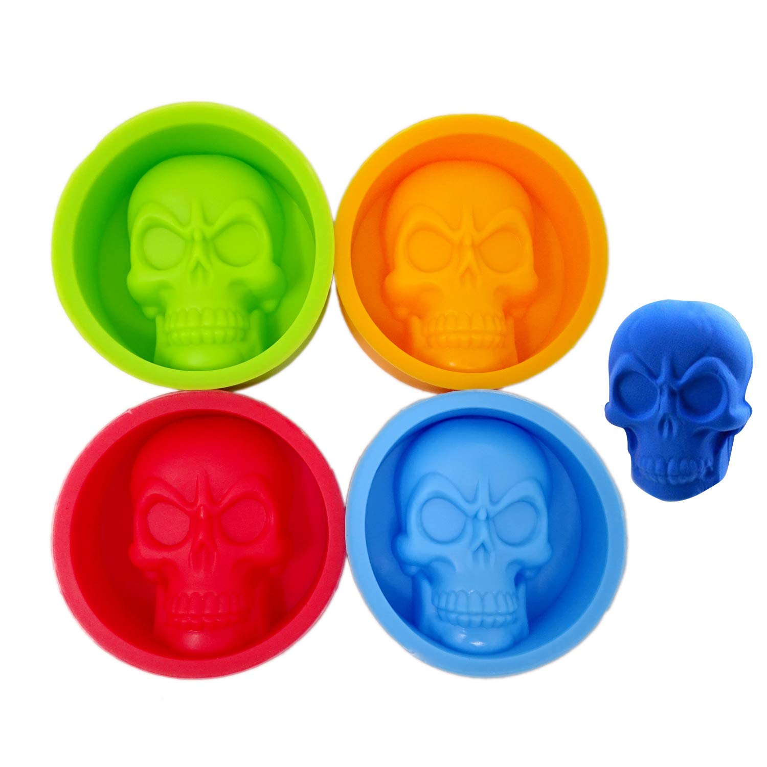 Honbay 4PCS Halloween Skull Head Silicone Molds Set - Chocolate Candy, Fondant, Baking, Ice Cube & Clay Molds for Cake Decorating, Handmade Soap, Pudding & Jelly - Perfect for DIY Crafts & Holiday Baking