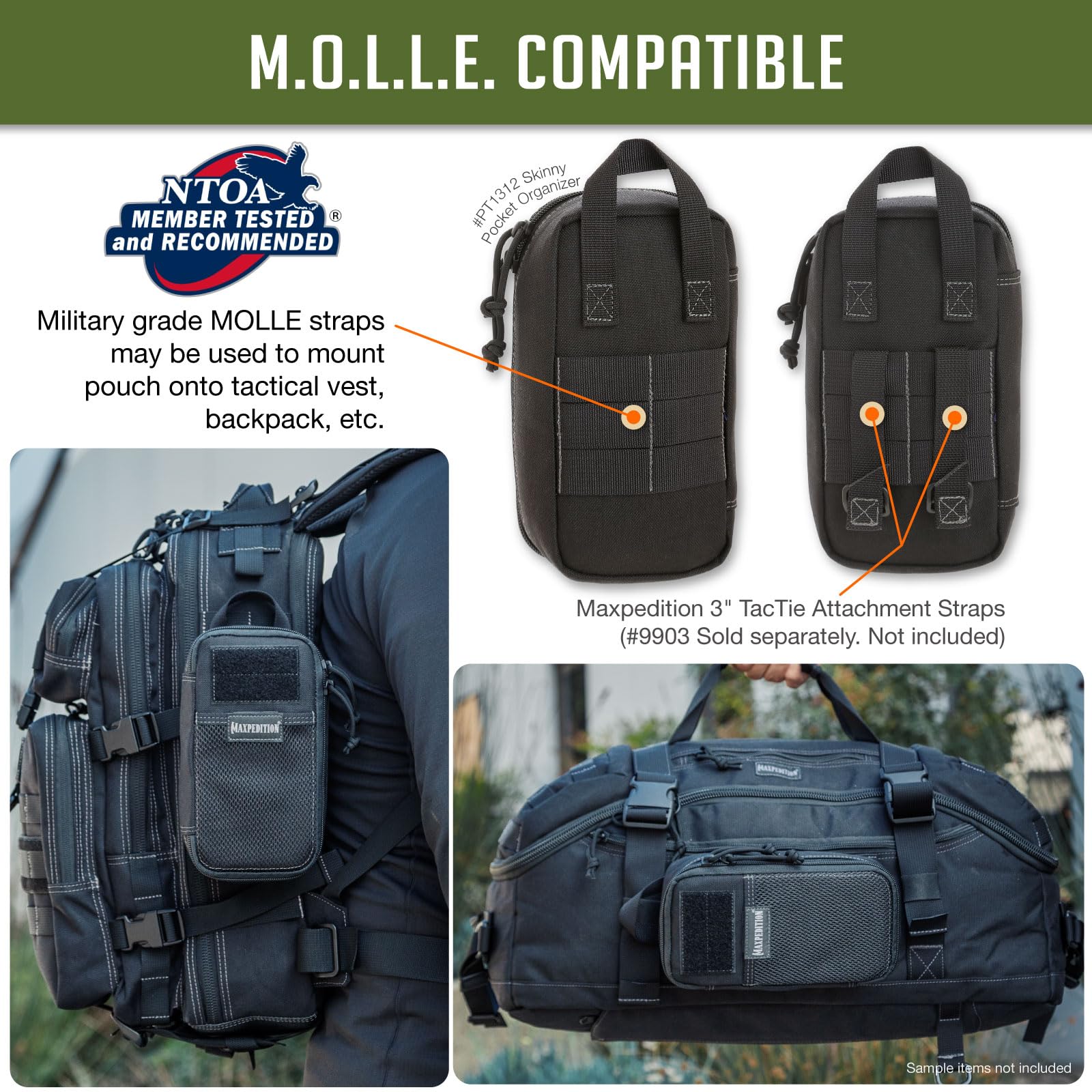 MAXPEDITION Skinny Pocket Organizer - Compact EDC Gear Pouch for Outdoor, Travel & Everyday Carry (Black) - Perfect for Hiking, Camping & Tactical Use