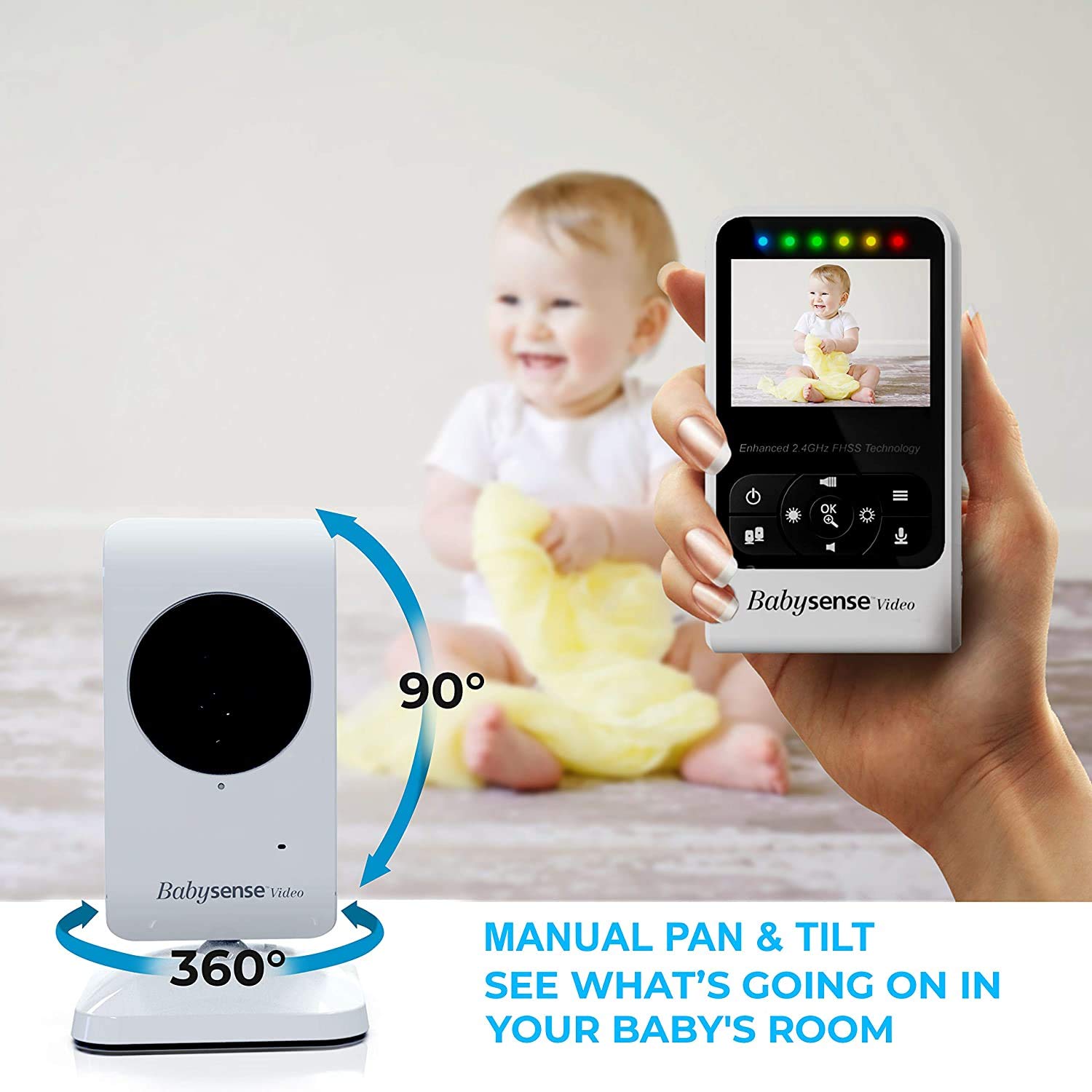 Babysense V24R Video Baby Monitor with 7 Under-Mattress Movement Sensor - 2-in-1 Nursery Safety Bundle for Newborns & Infants | Night Vision, Two-Way Audio, Temperature Monitoring | Perfect for Nursery, Bedroom & Travel Use