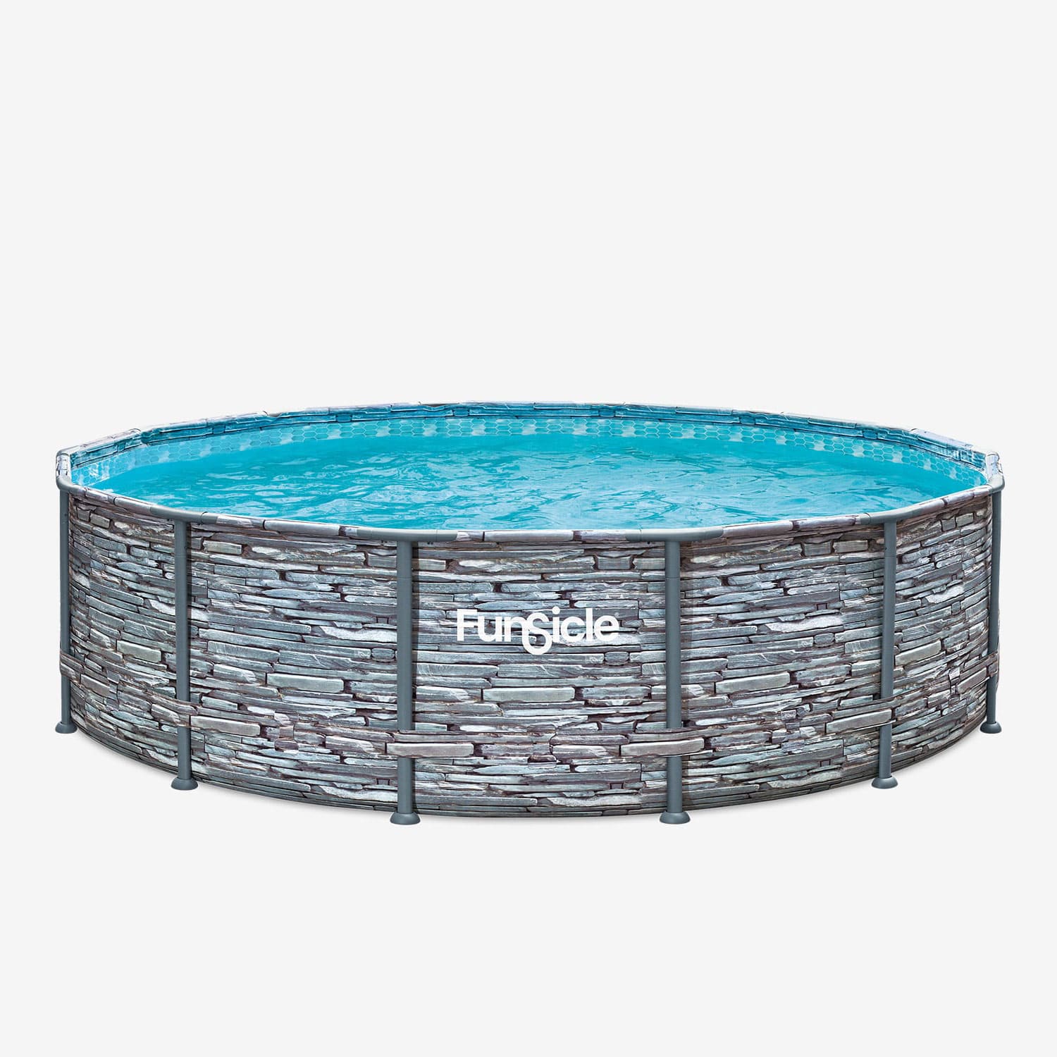 Funsicle 14 ft Oasis Designer Inflatable Pool - Stone Slate Color | Premium Above Ground Swimming Pool for Backyard, Parties & Summer Fun
