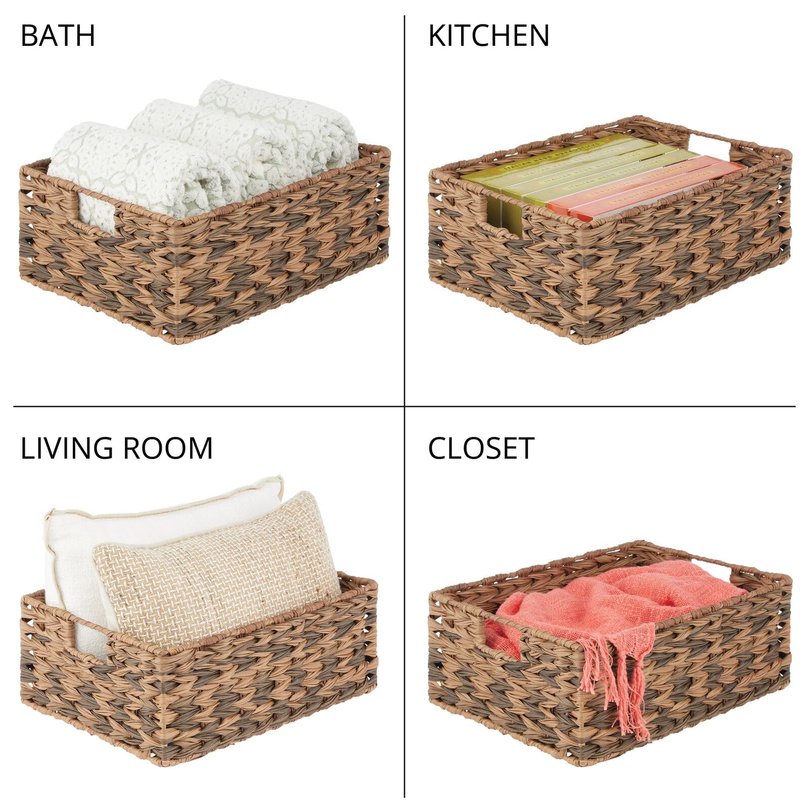 mDesign 3-Pack Ombre Storage Baskets for Bathroom, Bedroom & Wardrobe Organization - Clothes, Shoes & Accessories Organizer - Perfect for Shelves, Closets & Laundry Rooms