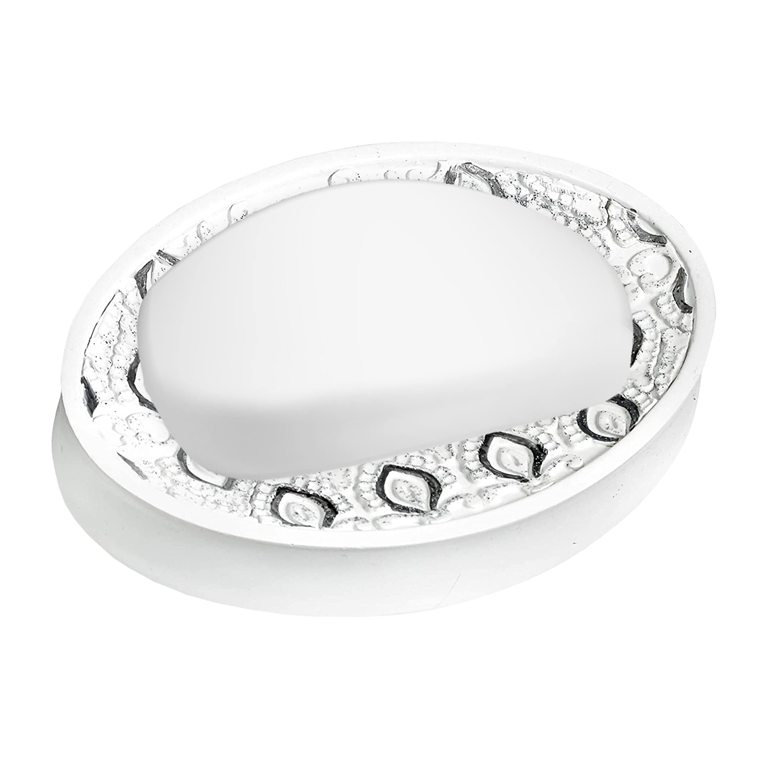 Premium White Monaco Bath Soap Dish - Elegant & Durable Soap Holder for Shower, Bathroom, and Sink Countertop Decor