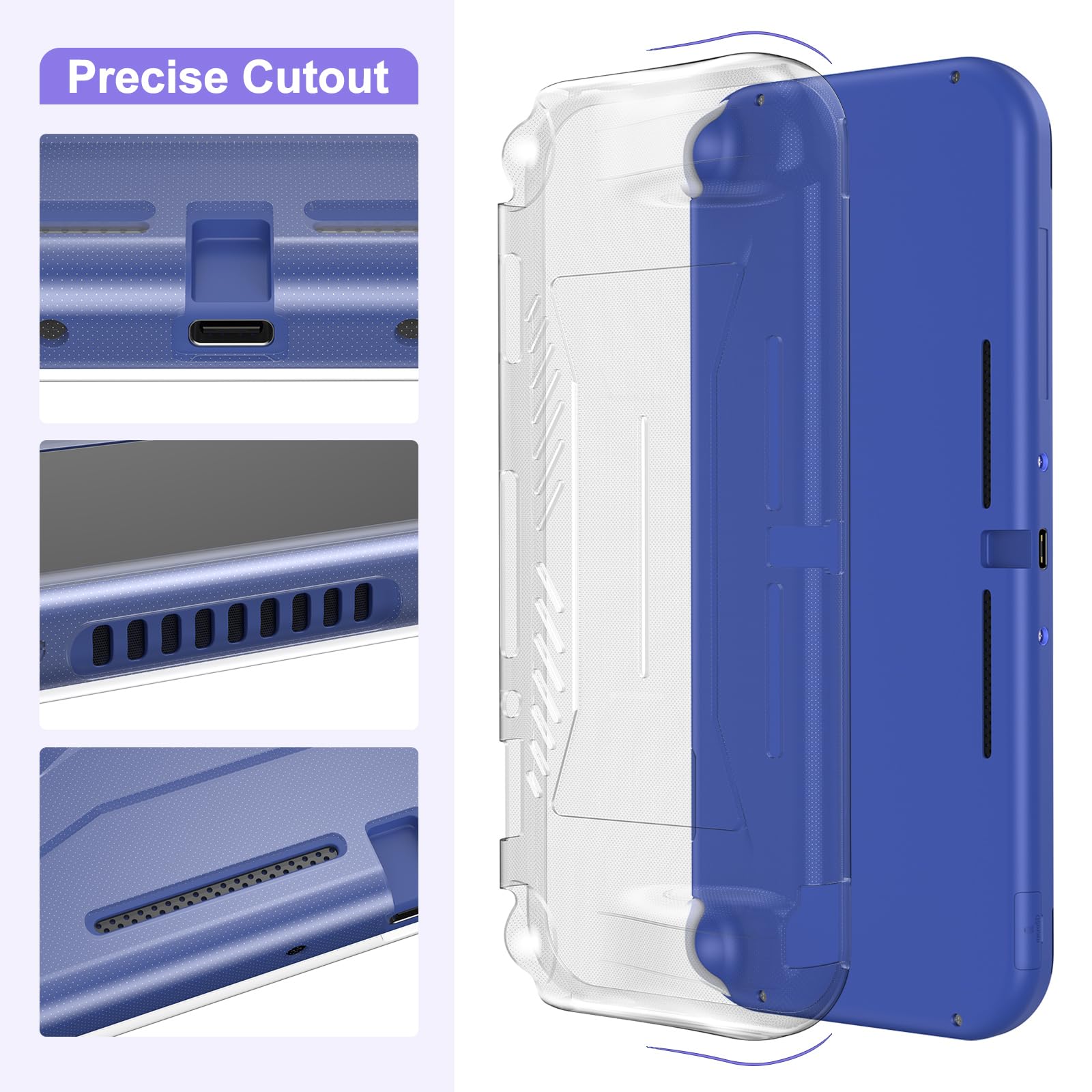 InnoAura 18-in-1 Nintendo Switch Lite Accessories Bundle - Protective Carrying Case, Game Case, Screen Protector, Thumb Grips (Purple) - Perfect for Travel, Gaming On-The-Go & Switch Lite Protection