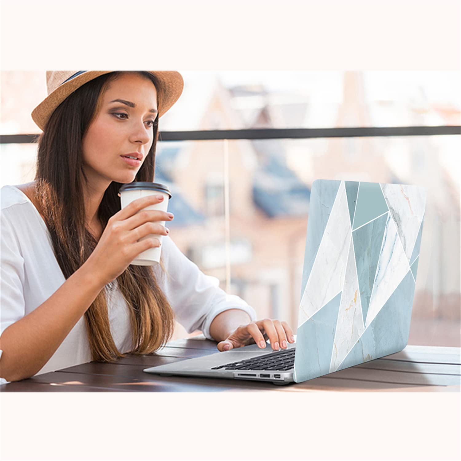 IVY Geometric Marble Hard Shell Case for MacBook Pro Retina 15 (2012-2015, Model A1398) with Keyboard Cover - Stylish Protection for Work, Travel & College