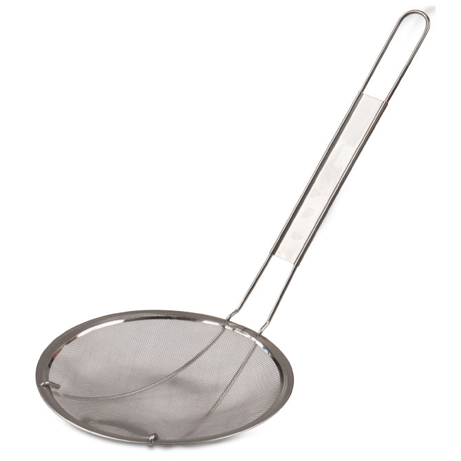 Stainless Steel Mesh Skimmer - Fine Mesh Kitchen Strainer for Cooking, Frying & Baking - Perfect for Draining Pasta, Vegetables & Deep Frying Oil