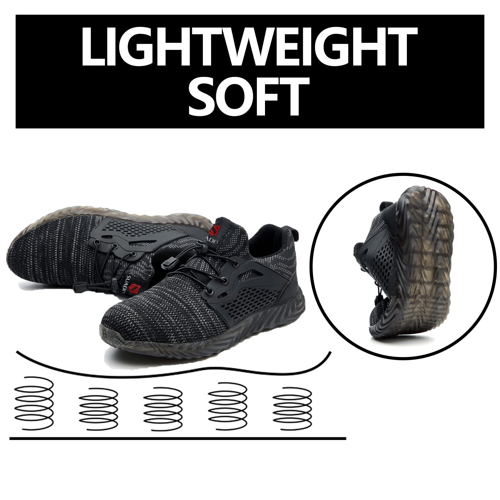 SUADEX Steel Toe Work Boots for Men & Women - Indestructible Safety Shoes for Construction, Industrial & Heavy Duty Work | OSHA Compliant Work Boots for Warehouse, Factory & Outdoor Jobs